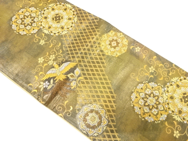 JAPANESE FUKURO OBI / WOVEN FLOWER ARABESQUE